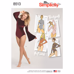 Simplicity US8513A Misses' Long Sleeve Bodysuit Sewing Pattern Kit  Co