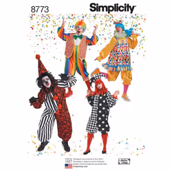 Simplicity 8773 Adult Clown Costume Sewing Pattern Sizes XS-XL