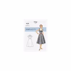SIMPLICITY Sewing Pattern S9105 Misses' Vintage Dress with Detachable Collar, Various, H5 (6-8-10-12-14)
