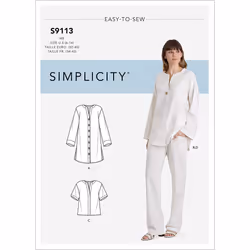 SIMPLICITY Sewing Pattern S9113 Misses' Tunic, Top & Pull On Pants, Various, U5 (16-18-20-22-24)