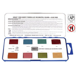 AMAcO Non-Toxic Semi-Moist Underglaze Set - c in Pan, 15 oz, Assorted color, Set of 8