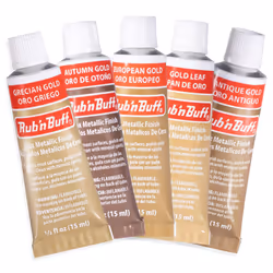 AMACO Rub N Buff Wax Metallic Finish Gold Kit - Antique Gold Autumn Gold European Gold Gold Leaf Grecian Gold 15ml Tubes - Ve ...