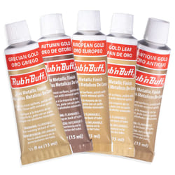 AMACO Rub N Buff Wax Metallic Finish Gold Kit - Antique Gold Autumn Gold European Gold Gold Leaf Grecian Gold 15ml Tubes - Versatile Gilding Wax for F