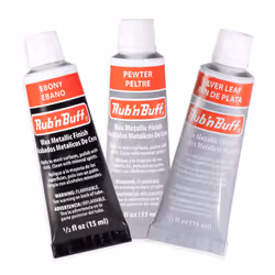 AMACO Rub n Buff Wax Metallic Finish Grey Kit - Ebony Silver Leaf and Pewter 15ml Tubes - Versatile Gilding Wax for Finishing ...