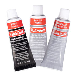 AMACO Rub n Buff Wax Metallic Finish Grey Kit - Ebony Silver Leaf and Pewter 15ml Tubes - Versatile Gilding Wax for Finishing Furniture Antiquing and