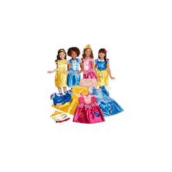 Disney Princess Dress Up Trunk, 21 Piece Amazon Exclusive Trunk Includes Aurora, Belle, Cinderella and Snow White Outfits, Accessories and Stickers,