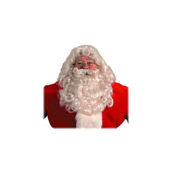 Professional Santa Wig Beard Set #20 - Halco Synthetic Fiber White Mustache Washable Claus Christmas