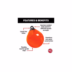 Taylor Made Products 61140 Tuff End Inflatable Vinyl Boat Buoy  Orange  9 inch Diameter