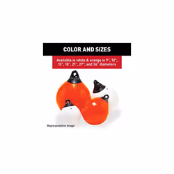 Taylor Made Products 61140 Tuff End Inflatable Vinyl Boat Buoy  Orange  9 inch Diameter