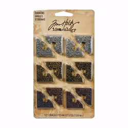 Tim Holtz Metal Corners  12 per pack  1 Inch  Antique Finishes  TH92789
