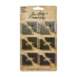Tim Holtz Metal Corners  12 per pack  1 Inch  Antique Finishes  TH92789