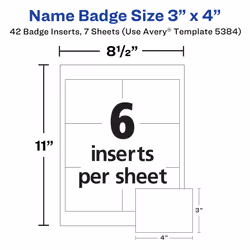 Avery Customizable Name Badges with Clips  3"" x 4""  Clear Name Tag H
