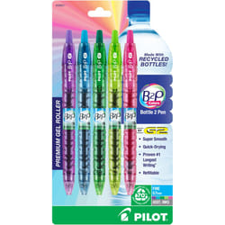 PILOT B2P Colors - Bottle to Pen Refillable & Retractable Rolling Ball Gel Pen Made From Recycled Bottles  Fine Point  Assorted Color G2 Inks  5-Pack