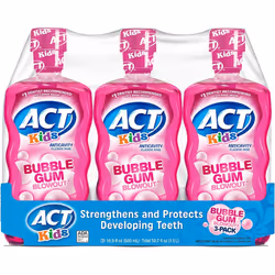 ACT Kids Anticavity Fluoride Rinse Bubblegum Blowout 16.9 oz (Pack of 3)