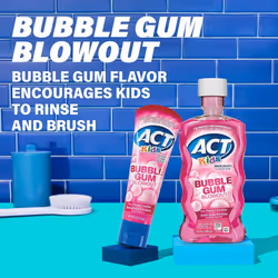 ACT Kids Anticavity Fluoride Rinse  Bubblegum Blowout  16.9 oz (Pack of 3)