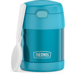 THERMOS FUNTAINER 10 Ounce Stainless Steel Vacuum Insulated Kids Food Jar with Spoon  Teal