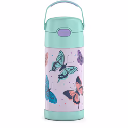 THERMOS FUNTAINER Water Bottle with Straw  12 Ounce  Butterfly Frenzy  Kids Stainless Steel Vacuum Insulated Water Bottle wit ...