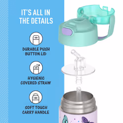 THERMOS FUNTAINER Water Bottle with Straw  12 Ounce  Butterfly Frenzy  Kids Stainless Steel Vacuum Insulated Water Bottle with