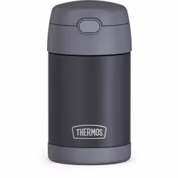 THERMOS FUNTAINER Insulated Food Jar - 16 Ounce  Matte Charcoal - Kid Friendly Thermos Food Jar with Foldable Spoon