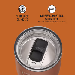 THERMOS ICON SERIES Stainless Steel Cold Tumbler with Slide Lock  24 Ounce  Saddle