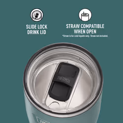 THERMOS ICON SERIES Stainless Steel Cold Tumbler with Slide Lock  24 Ounce  Spruce