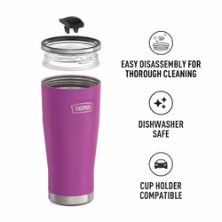 THERMOS ICON SERIES Stainless Steel Cold Tumbler with Slide Lock  24 Ounce  Plum