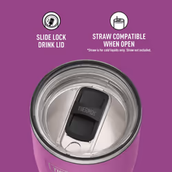 THERMOS ICON SERIES Stainless Steel Cold Tumbler with Slide Lock  24 Ounce  Plum