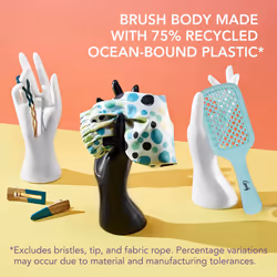 Planet Goody Ocean Rescue Vented Paddle Brush  All Hair Types - Teal  Ouchless Detangler Brush with Flexible Bristles  Helps Accelerate Drying  Use as