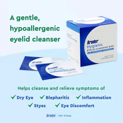 Bruder Hygienic Eyelid Cleansing Wipes | Rinse-Free Exfoliating Wipes Remove Excess Oil and Debris from Eyelids & Lashes | Remove Make Up & Oil l Eye