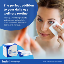 Bruder Hygienic Eyelid Cleansing Wipes | Rinse-Free Exfoliating Wipes Remove Excess Oil and Debris from Eyelids & Lashes | Remove Make Up & Oil l Eye