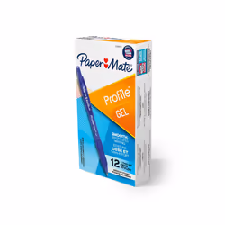 Papermate Profile Retractable Gel Pens, Medium Point (0.7mm), Retractable gel pen, Blue, Blue, Translucent, Plastic, Rubber,  ...