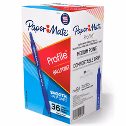 Papermate Profile 1.0 mm, Clip, Clip-on retractable ballpoint pen, Blue, 36 pc(s), Medium