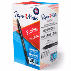 Papermate Profile 1.0 mm, Clip, Clip-on retractable ballpoint pen, Black, 36 pc(s), Medium