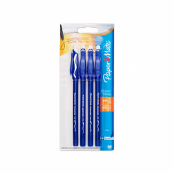 Paper Mate EraserMate Stick Ballpoint Pen Medium Point Blue Ink 5-Count