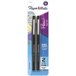 Paper Mate Flair Felt Tip Pens  Medium Point 0.7mm  Black  2 Count