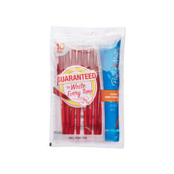 Paper Mate Write Bros Ballpoint Pens  Medium Point 1.0mm  Red  10 Count