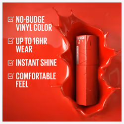 Maybelline Super Stay Vinyl Ink Longwear No-Budge Liquid Lipcolor Makeup  Highly Pigmented Color and Instant Shine  Red-Hot  Fire Engine Red Lipstick