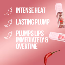 MAYBELLINE Lifter Gloss Lifter Plump  Plumping Lip Gloss with Chili Pepper and 5% Maxi-Lip  Hot Chili  Terracotta Red Cream  1 Count