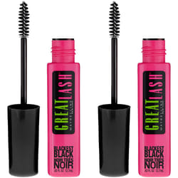 Maybelline Great Lash Washable Mascara Makeup  Volumizing Lash-Doubling Formula That Conditions As It Thickens  Blackest Black  2 Count