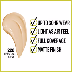 Maybelline Super Stay Full Coverage Liquid Foundation Active Wear Makeup  Up to 30Hr Wear  Transfer  Sweat & Water Resistant  Matte Finish  Natural Be