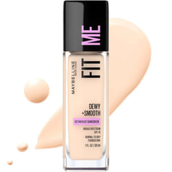 Maybelline Fit Me Dewy + Smooth Liquid Foundation Makeup  Fair Porcelain  1 Count (Packaging May Vary)