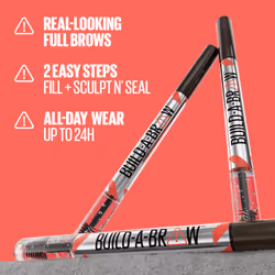 Maybelline Build-A-Brow 2-in-1 Brow Pen and Sealing Brow Gel  Eyebrow Makeup for Real-Looking  Fuller Eyebrows  Ash Brown  1 Count