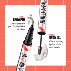 Maybelline Build-A-Brow 2-in-1 Brow Pen and Sealing Brow Gel  Eyebrow Makeup for Real-Looking  Fuller Eyebrows  Ash Brown  1 Count
