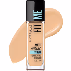 Maybelline Fit Me Matte + Poreless Liquid Oil-Free Foundation Makeup Natural Beige 1 Count (Packaging May Vary)