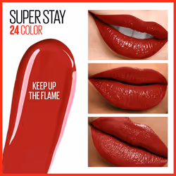 Maybelline Super Stay 24  2-Step Liquid Lipstick Makeup  Long Lasting Highly Pigmented Color with Moisturizing Balm  Keep Up The Flame  Red  1 Count