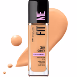 Maybelline Fit Me Dewy + Smooth Liquid Foundation Makeup, Sun Beige, 1 count (Packaging May Vary)