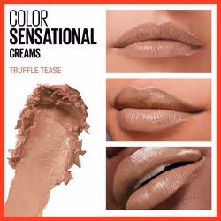 Maybelline Color Sensational Lipstick  Lip Makeup  Cream Finish  Hydrating Lipstick  Nude  Pink  Red  Plum Lip Color  Truffle Tease  0.15 oz; (Packagi