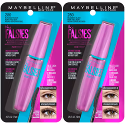 Maybelline Volum Express Falsies Volumizing, Washable Mascara, Blackest Black, 2 count