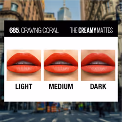 Maybelline color Sensational creamy Matte Lipstick, craving coral, 015 oz