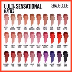 Maybelline Color Sensational Lipstick  Lip Makeup  Matte Finish  Hydrating Lipstick  Nude  Pink  Red  Plum Lip Color  Copper Rose  0.15 oz; (Packaging